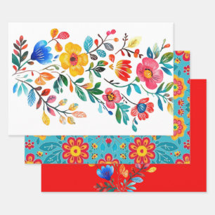 Feuille De Papier Cadeau Floral mexicain