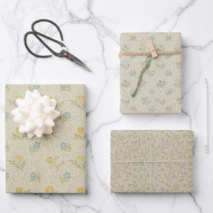 Feuille De Papier Cadeau Floral Morris en poudre petites fleurs Vintage