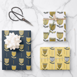 Feuille De Papier Cadeau Floral Motif Art Déco Tulip