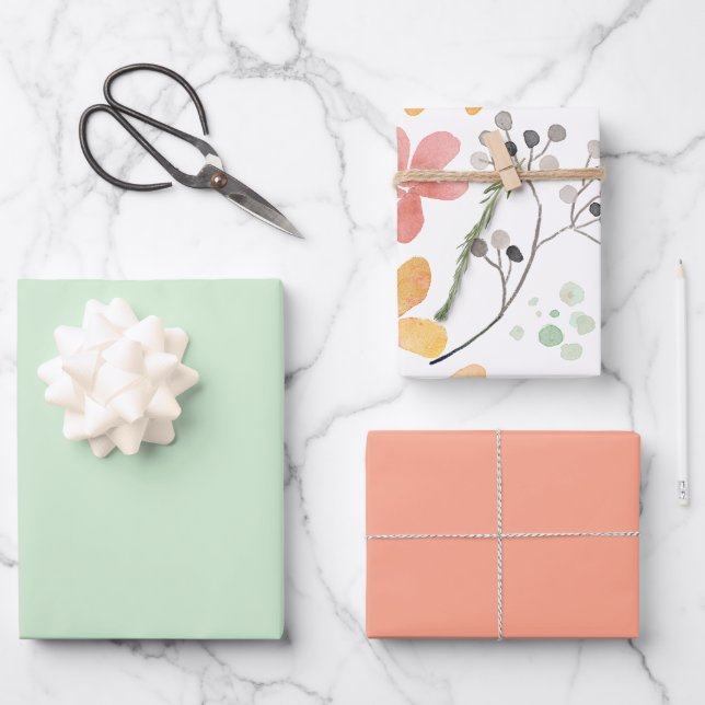 Feuille De Papier Cadeau Floral Pastel Motif Tranquillité (Recto)