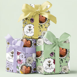 Feuille De Papier Cadeau Floral Queen Bee Mothers Day Photo