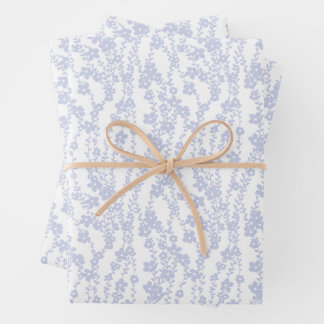Feuille De Papier Cadeau Floral Vines (White - Periwinkle)