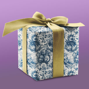 Feuille De Papier Cadeau Floral vintage Bleu toile de jouy