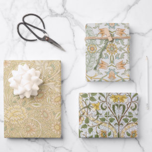 Feuille De Papier Cadeau Floral Vintage Morris Motif Wreath Daffodique