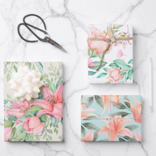 Feuille De Papier Cadeau Flore aquarelle