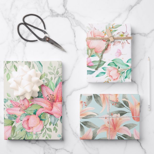 Feuille De Papier Cadeau Flore aquarelle (Recto)