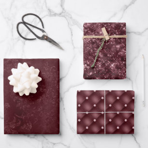 Feuille De Papier Cadeau Flore de Bourgogne rouge profonde