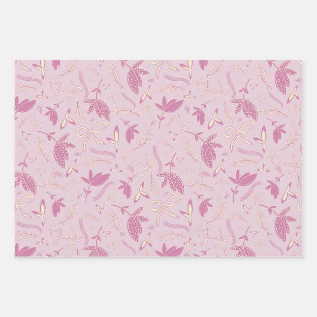 Feuille De Papier Cadeau Flore et vaches pastel délicieuses (Devant)