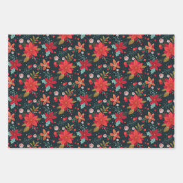 Feuille De Papier Cadeau Flores de Noël