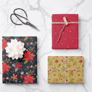 Feuille De Papier Cadeau Flores de Noël