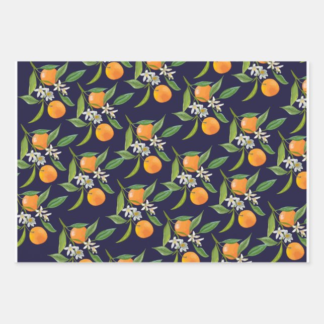 Feuille De Papier Cadeau Floride Orange (Devant)