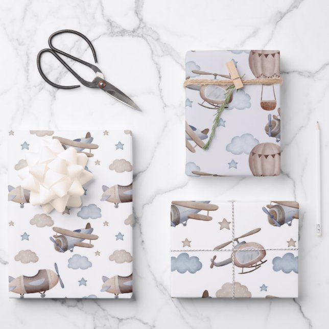 Feuille De Papier Cadeau Flying Machines  (Recto)