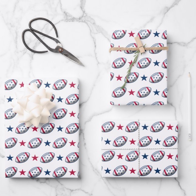 Feuille De Papier Cadeau Football du 4 juillet (Recto)