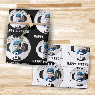 Feuille De Papier Cadeau Football Football Ball Kids Joyeux Anniversaire Ph