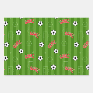 Feuille De Papier Cadeau Football Football Green Sports Field