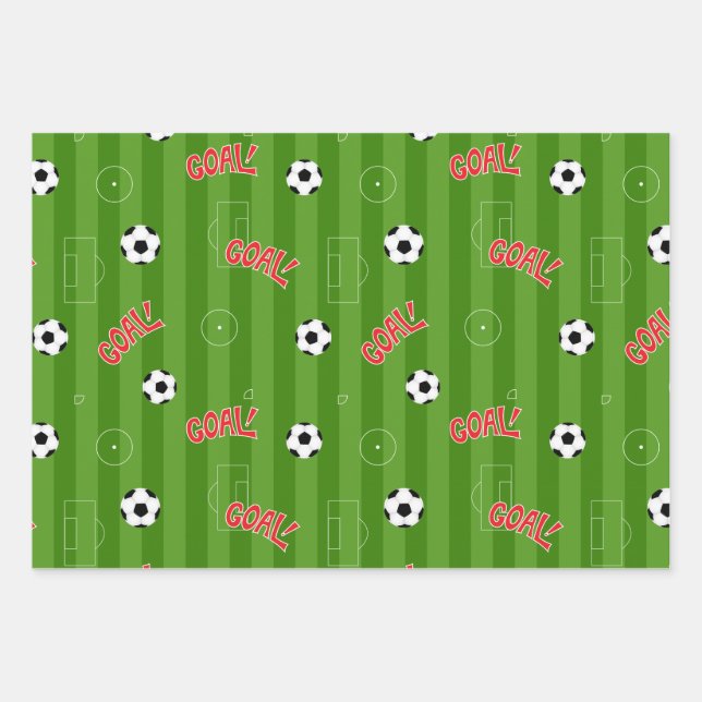 Feuille De Papier Cadeau Football Football Green Sports Field (Devant)
