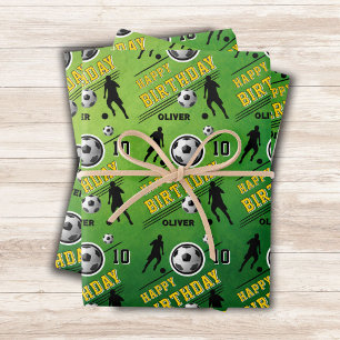 Feuille De Papier Cadeau Football moderne Joueur de balle de football Anniv