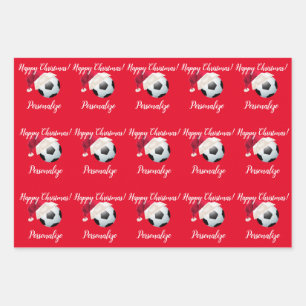 Feuille De Papier Cadeau Football personnalisé de Noël    SantaWra