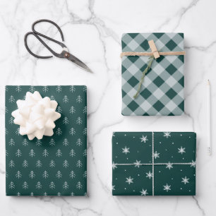 Feuille De Papier Cadeau Forêt   Coordination du Motif des vacances