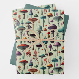 Feuille De Papier Cadeau Forêt de champignons
