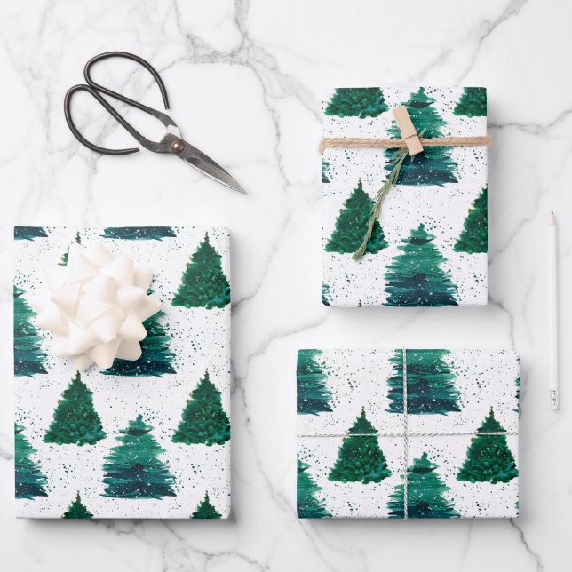 Feuille De Papier Cadeau Forêt de pins (Recto)