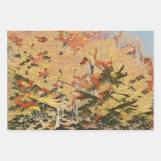 Feuille De Papier Cadeau Forêt d'or