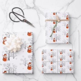 Feuille De Papier Cadeau Forêt Foxy Winter