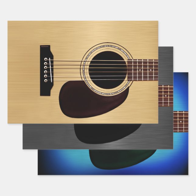 Feuille De Papier Cadeau Forfait de guitare acoustique (Lot)