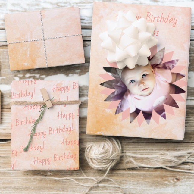 Feuille De Papier Cadeau Forme de fleur Photo personnalisée Pastel Aquarell (three 19" x 29" sheets of wrapping paper)