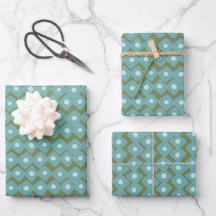 Feuille De Papier Cadeau Formes géométriques Abstraites Jouantes Turquoises