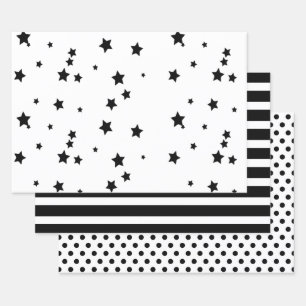 Feuille De Papier Cadeau Formes géométriques noir et blanc