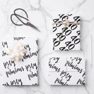 Feuille De Papier Cadeau Forty & Fabulous - Fun 40e anniversaire