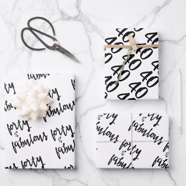 Feuille De Papier Cadeau Forty & Fabulous - Fun 40e anniversaire (Recto)