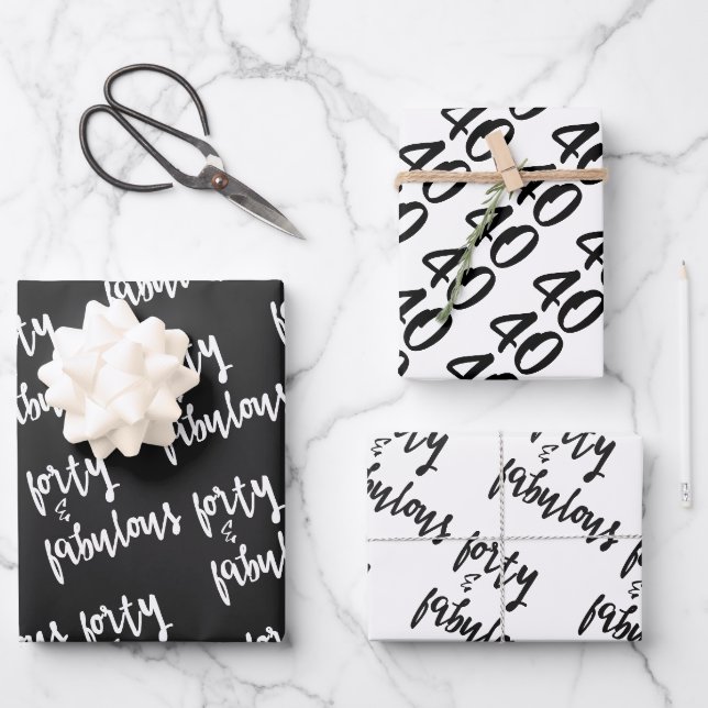 Feuille De Papier Cadeau Forty & Fabulous - Fun 40e anniversaire (Recto)