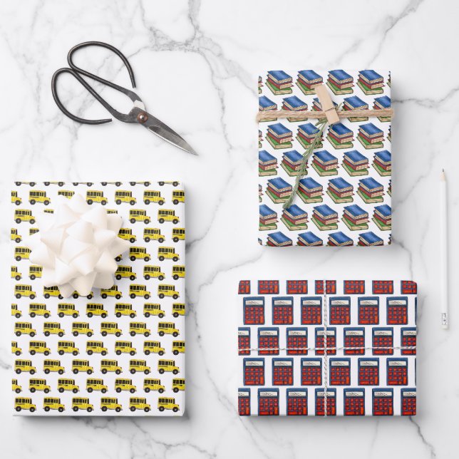 Feuille De Papier Cadeau Fournitures scolaires Carnets de bus Calculatrice  (Recto)