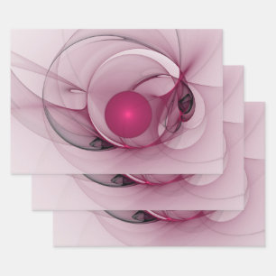 Feuille De Papier Cadeau Fractal, moderne Berry Abstrait Art rose