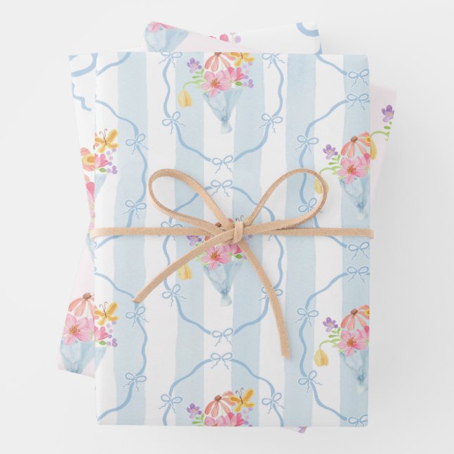 Feuille De Papier Cadeau Fraîchement sorti du marché Floral Pastel Fantaisi (En situation)