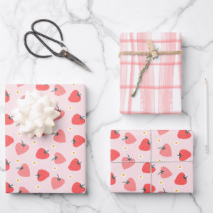Feuille De Papier Cadeau Fraise fête d'anniversaire Berry Sweet
