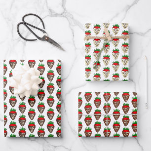 Feuille De Papier Cadeau Fraises recouvertes de chocolat