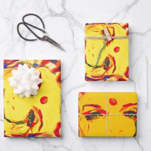 Feuille De Papier Cadeau Freedom Face souriante jaune