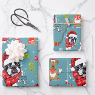 Feuille De Papier Cadeau French Bulldog Christmas Père Noël