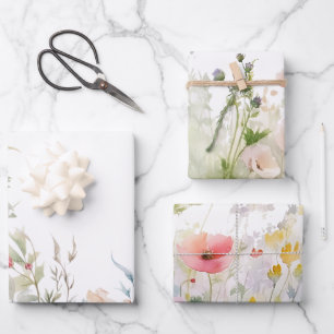 Feuille De Papier Cadeau Frontières florales Fleurs sauvages
