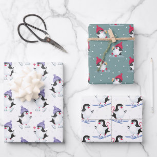 Feuille De Papier Cadeau Frosty Friends Penguin Thème Noël