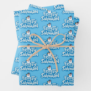 Feuille De Papier Cadeau Frosty the Snowman™   Logo empilé gelé