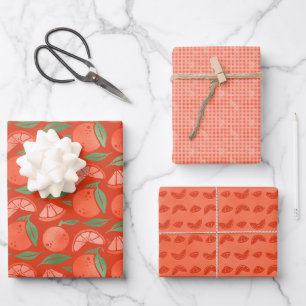 Feuille De Papier Cadeau Fruit de clémentine orange