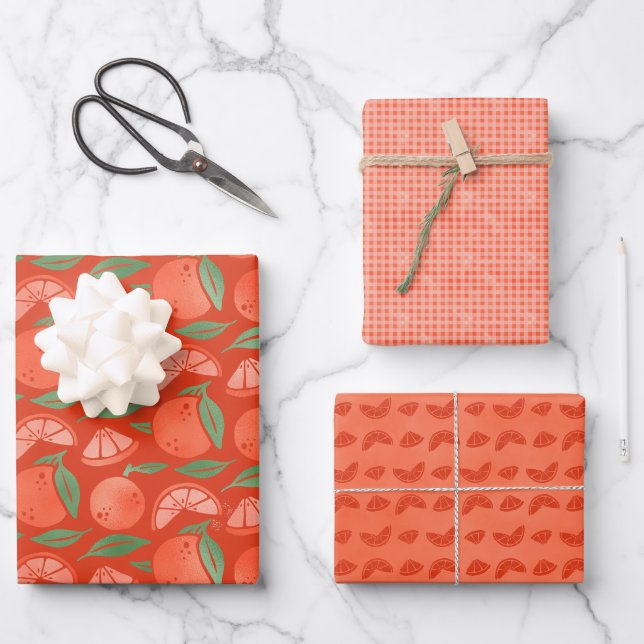 Feuille De Papier Cadeau Fruit de clémentine orange (Recto)