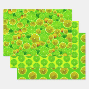 Feuille De Papier Cadeau Fruits d'agrumes, citron et chaux