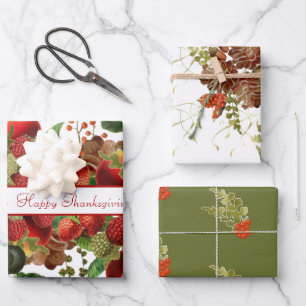 Feuille De Papier Cadeau Fruits d'automne, baies et pinecones agressés