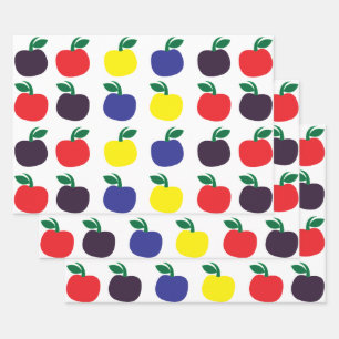 Feuille De Papier Cadeau Fruits de pommes colorés