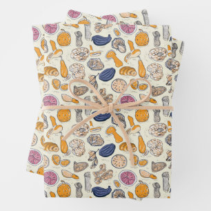 Feuille De Papier Cadeau Fruits et légumes Motif alimentaire